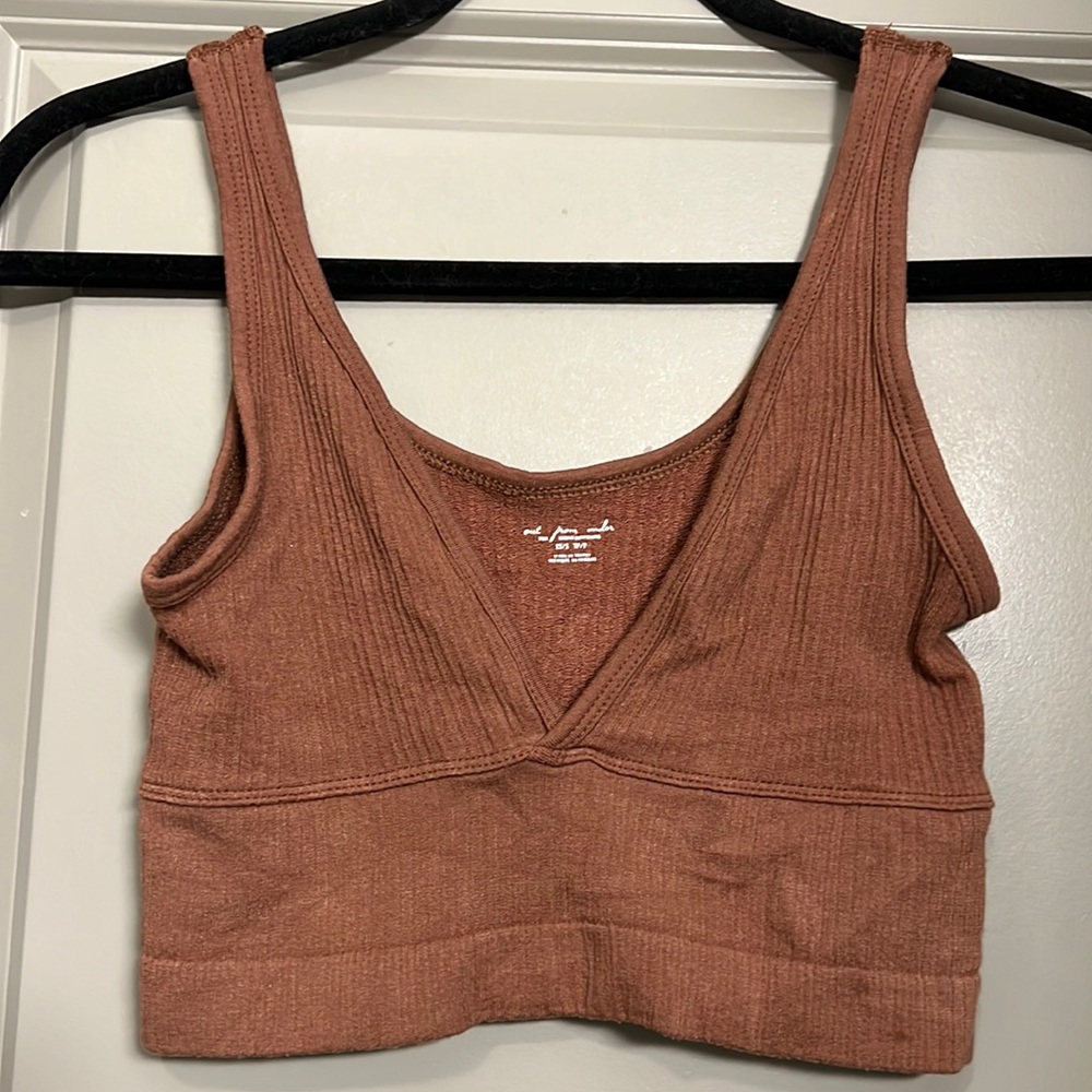 Urban Outfitters - Out From Under Brown Ribbed Crop Top | Size XS/S - Picture 1 of 6